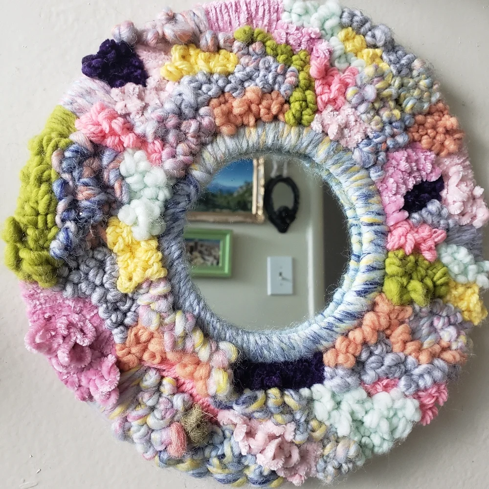 Handmade Pastel Multicolor Round Mirror
